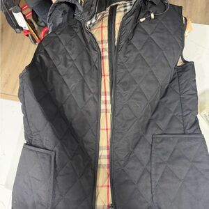 Burberry Black Quilted Jacket with Silver Zipper